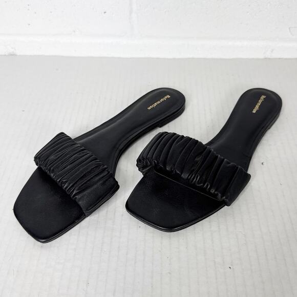 Reformation Sandals Womens Size 9.5 Black Marcella Ruched Slide Square Toe‎ - Picture 5 of 8